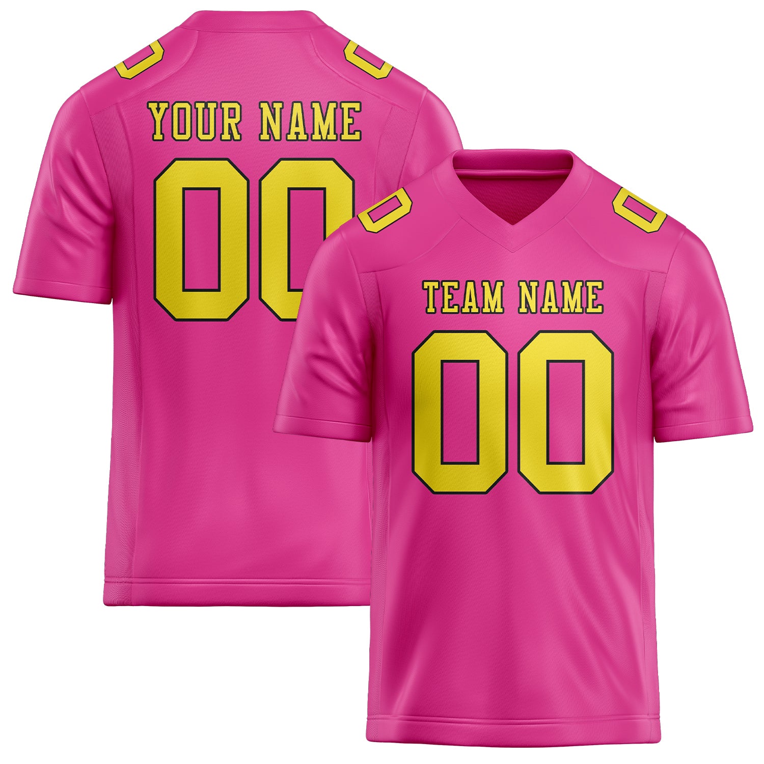 Custom Pink Light Yellow Football Jersey