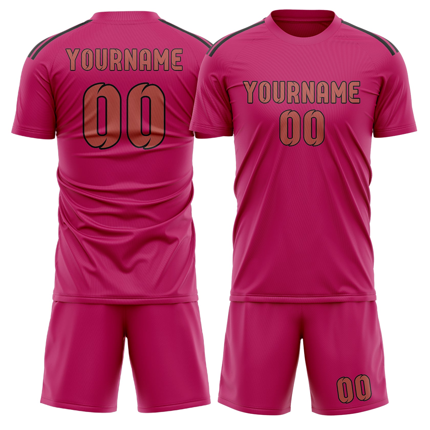 Custom Pink Copper Rose Soccer Set