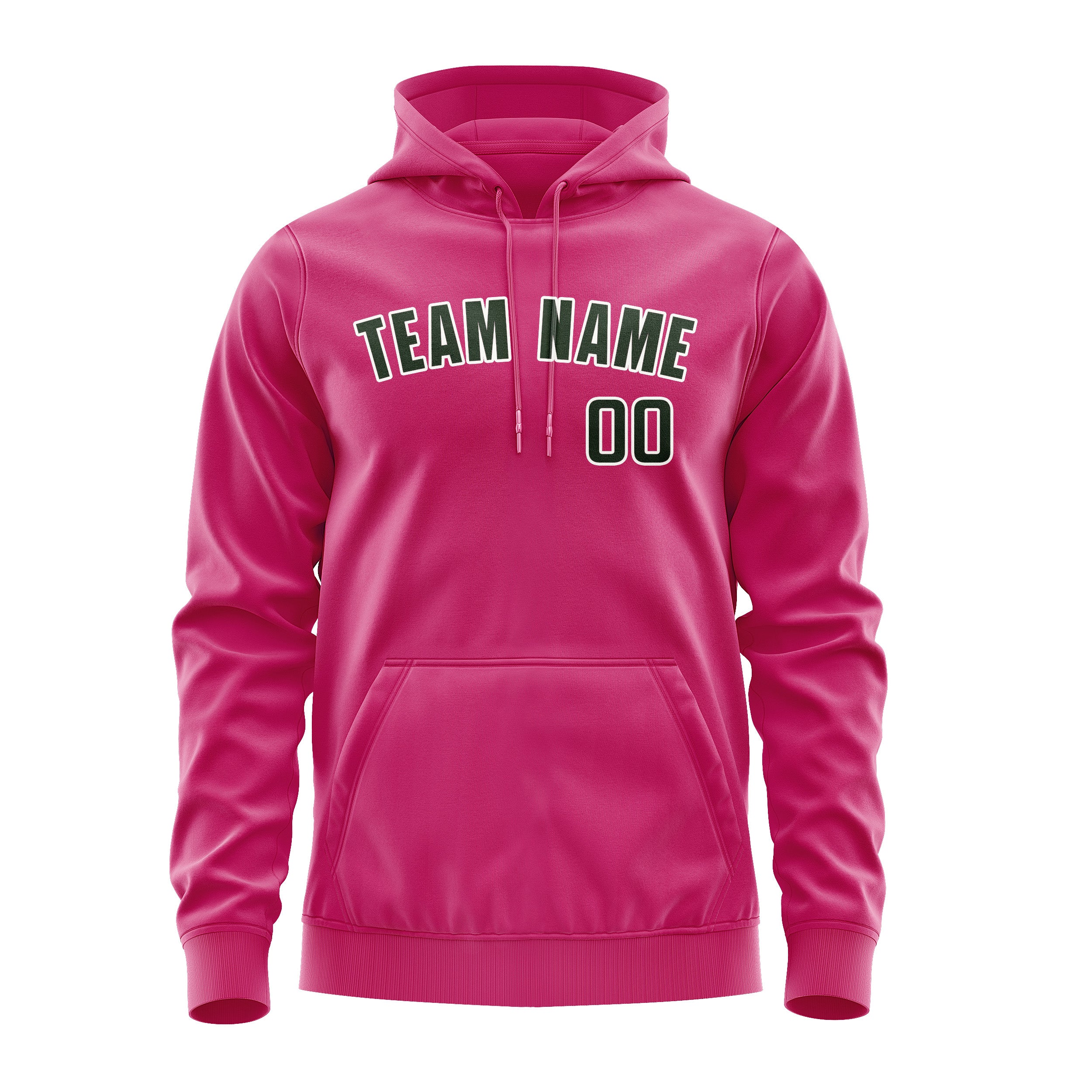 Custom Pink Dark Green Hoodie