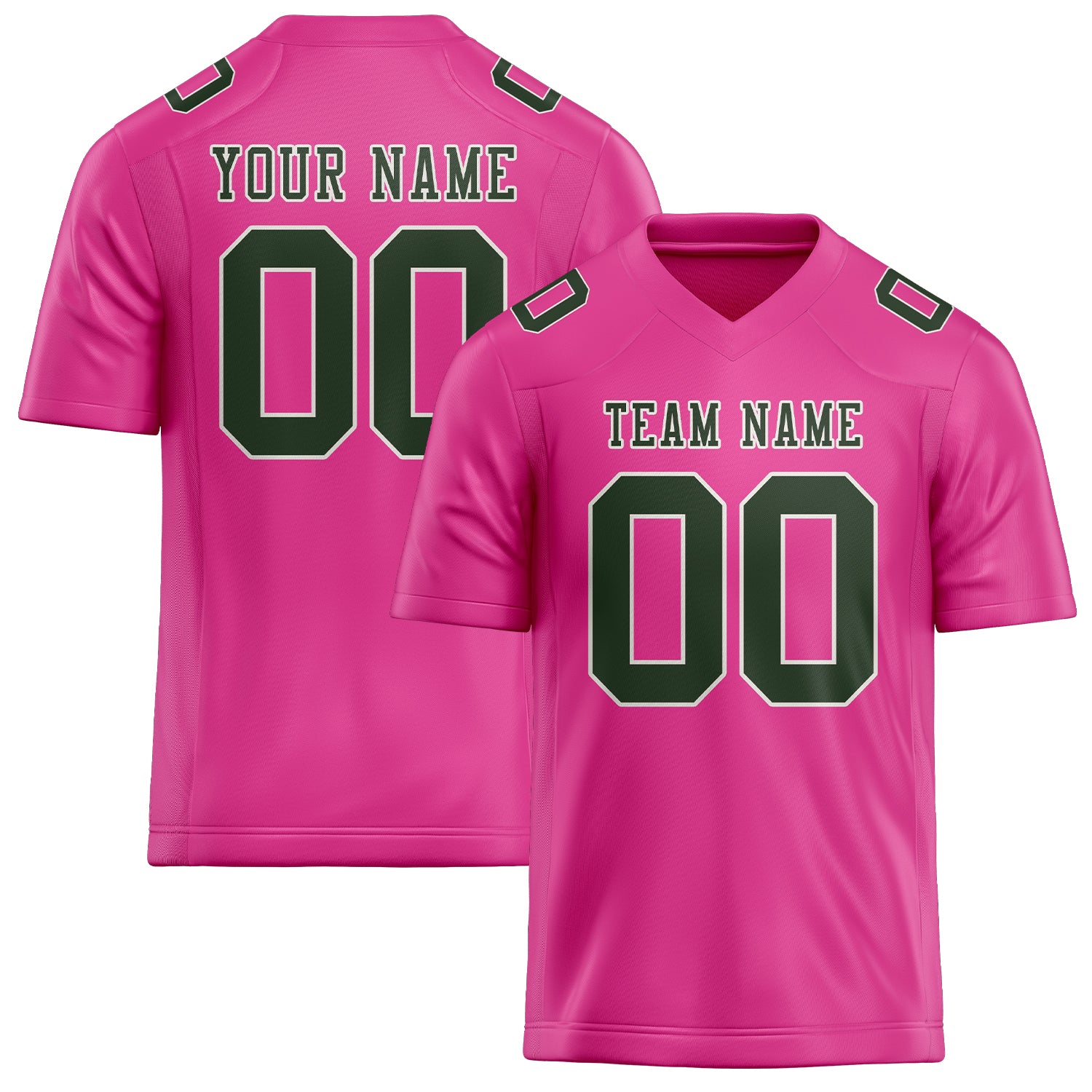 Custom Pink Dark Green Football Jersey