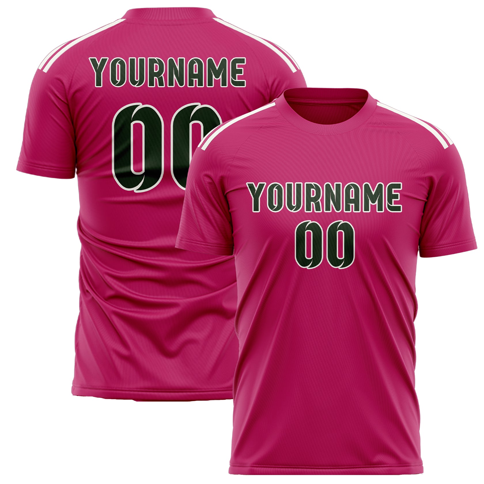 Custom Pink Dark Green Soccer Jersey