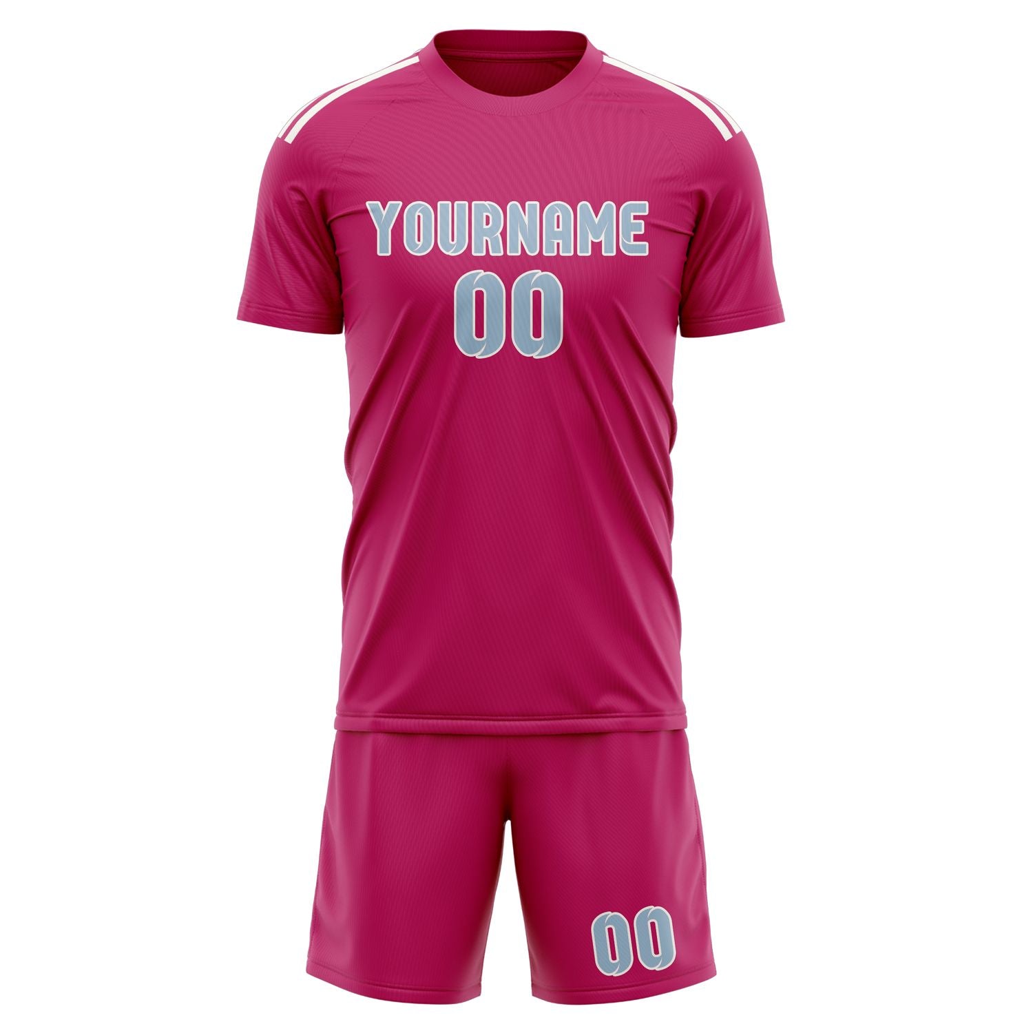 Custom Pink Light Blue Soccer Set