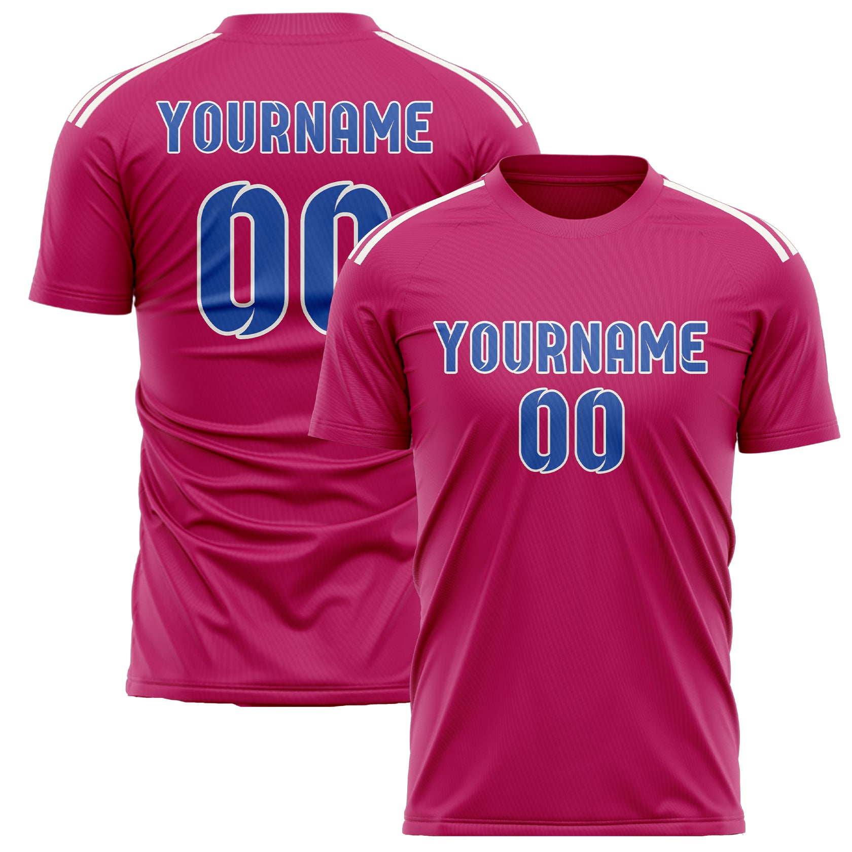 Custom Pink Sky Blue Soccer Jersey