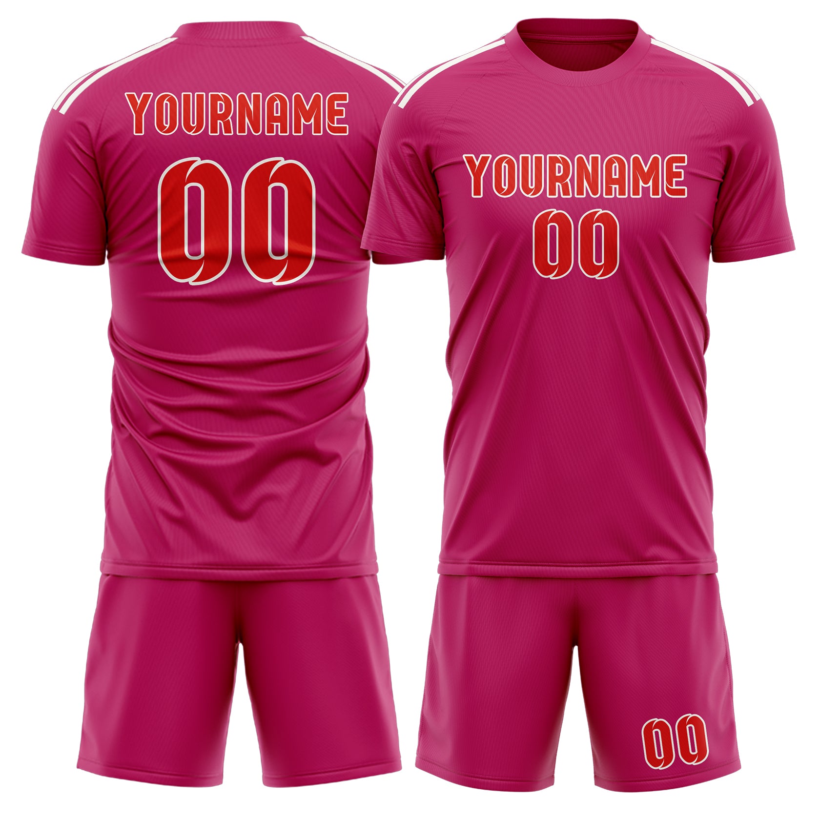 Custom Pink Orange Red Soccer Set