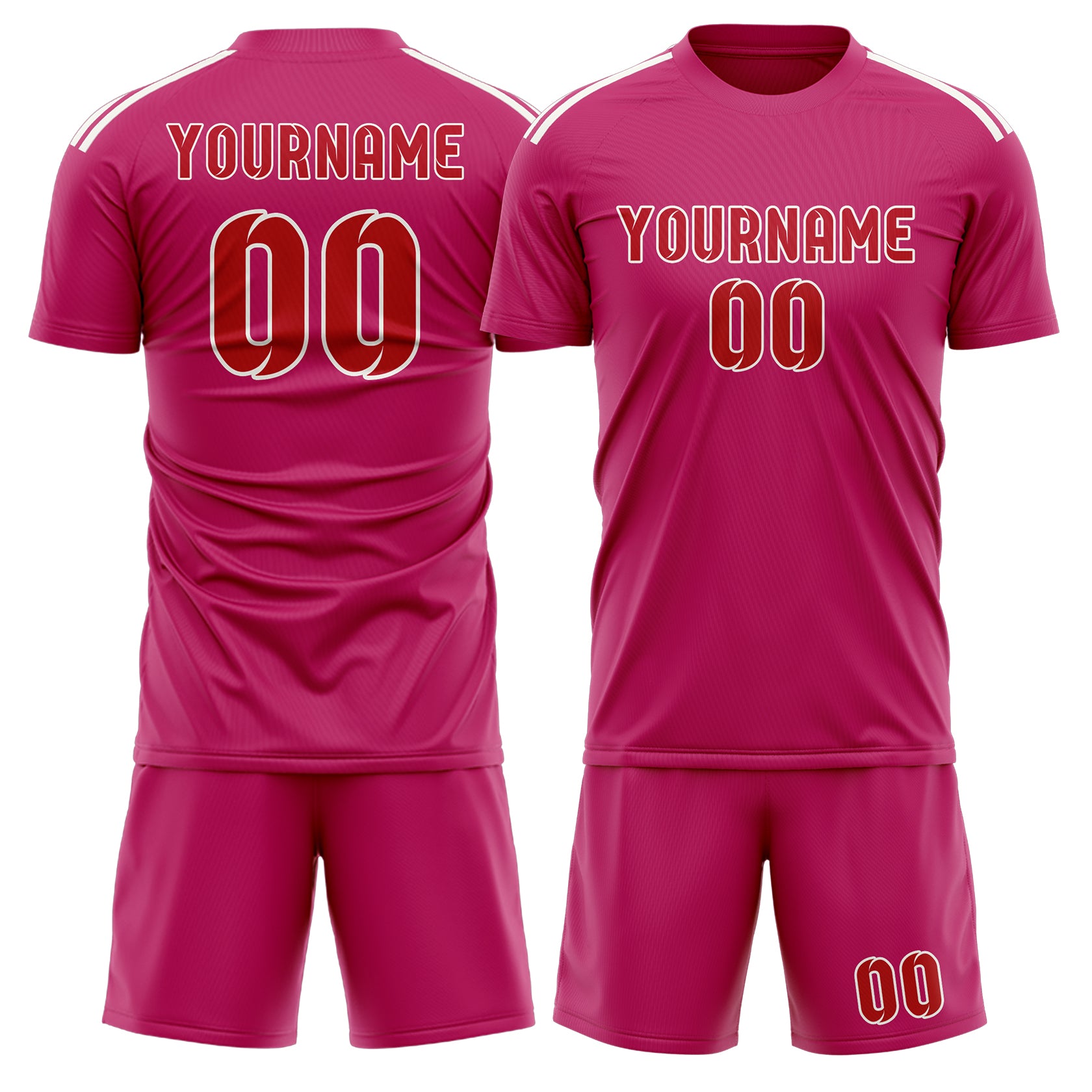 Custom Pink Red Soccer Set