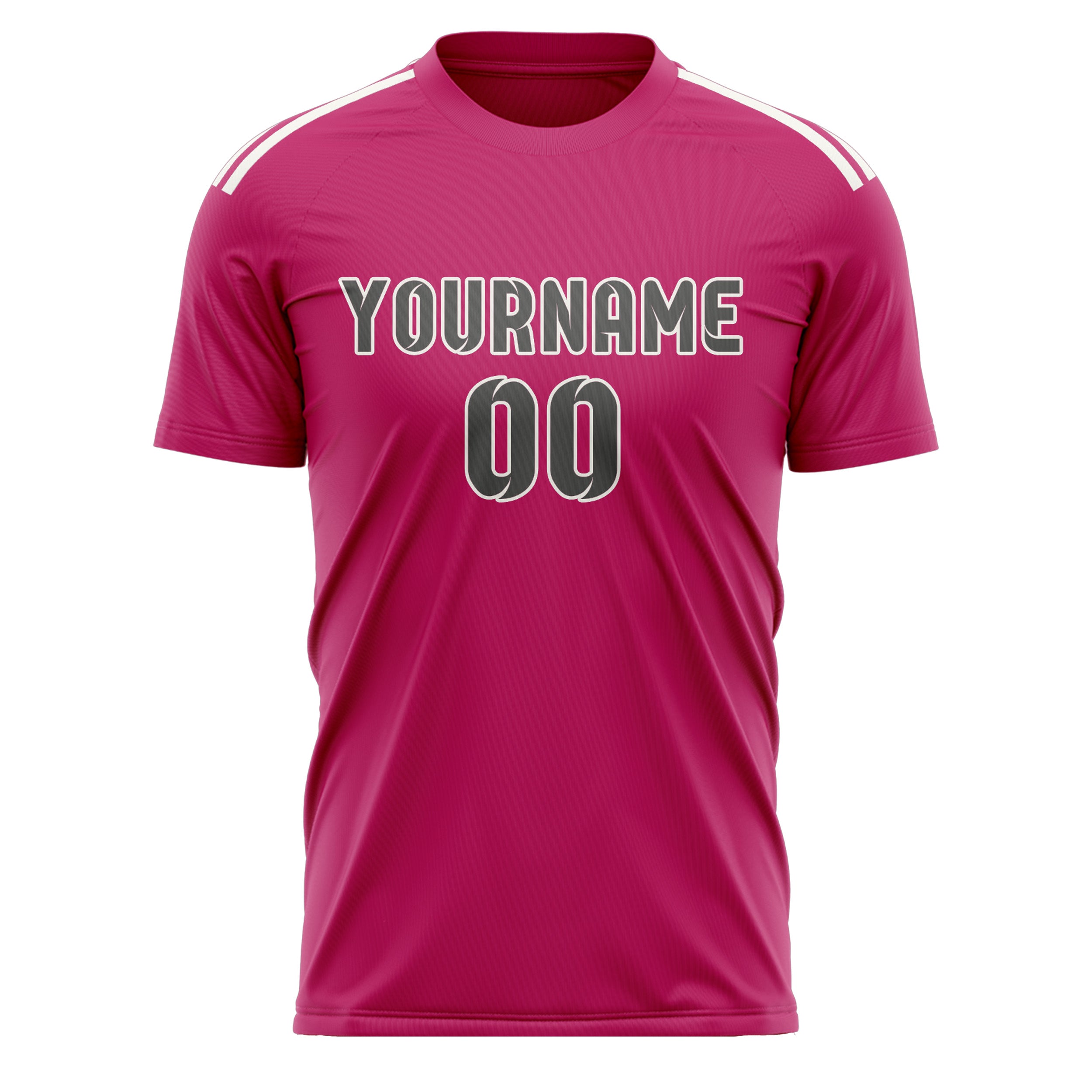Custom Pink Dark Grey Soccer Jersey