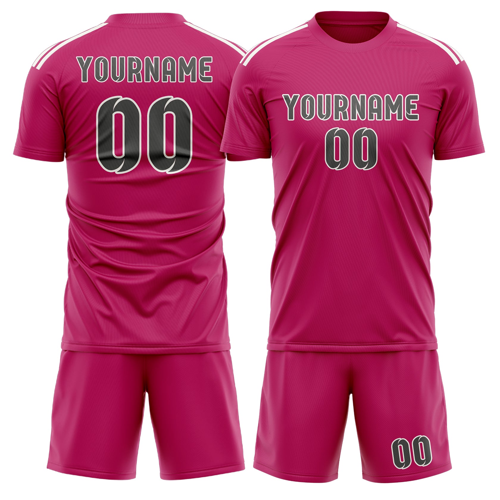 Custom Pink Dark Grey Soccer Set