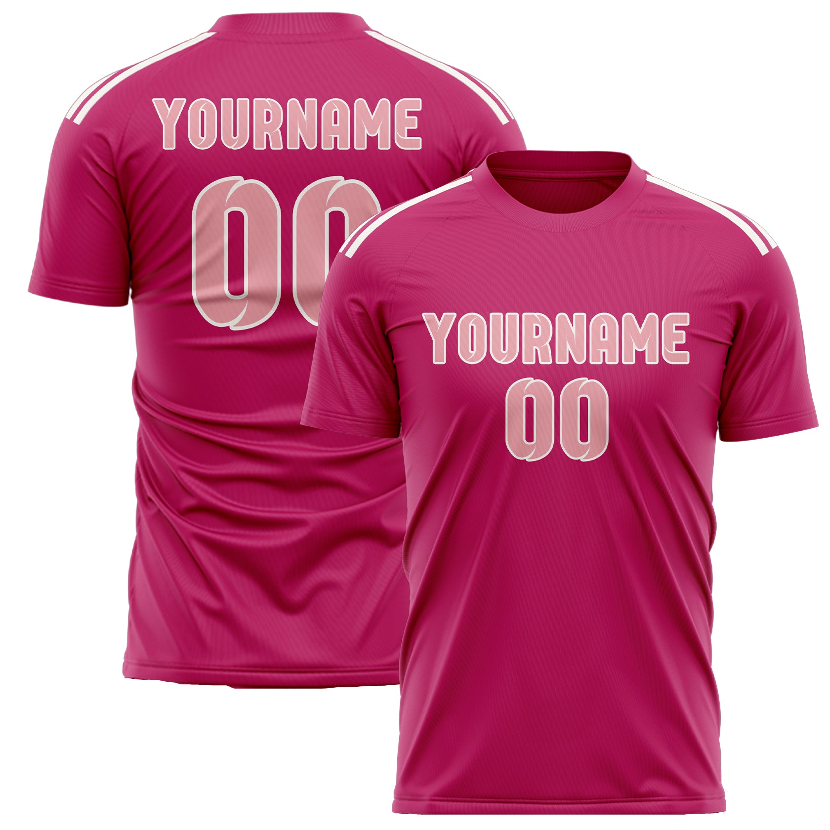 Custom Pink Light Pink Soccer Jersey