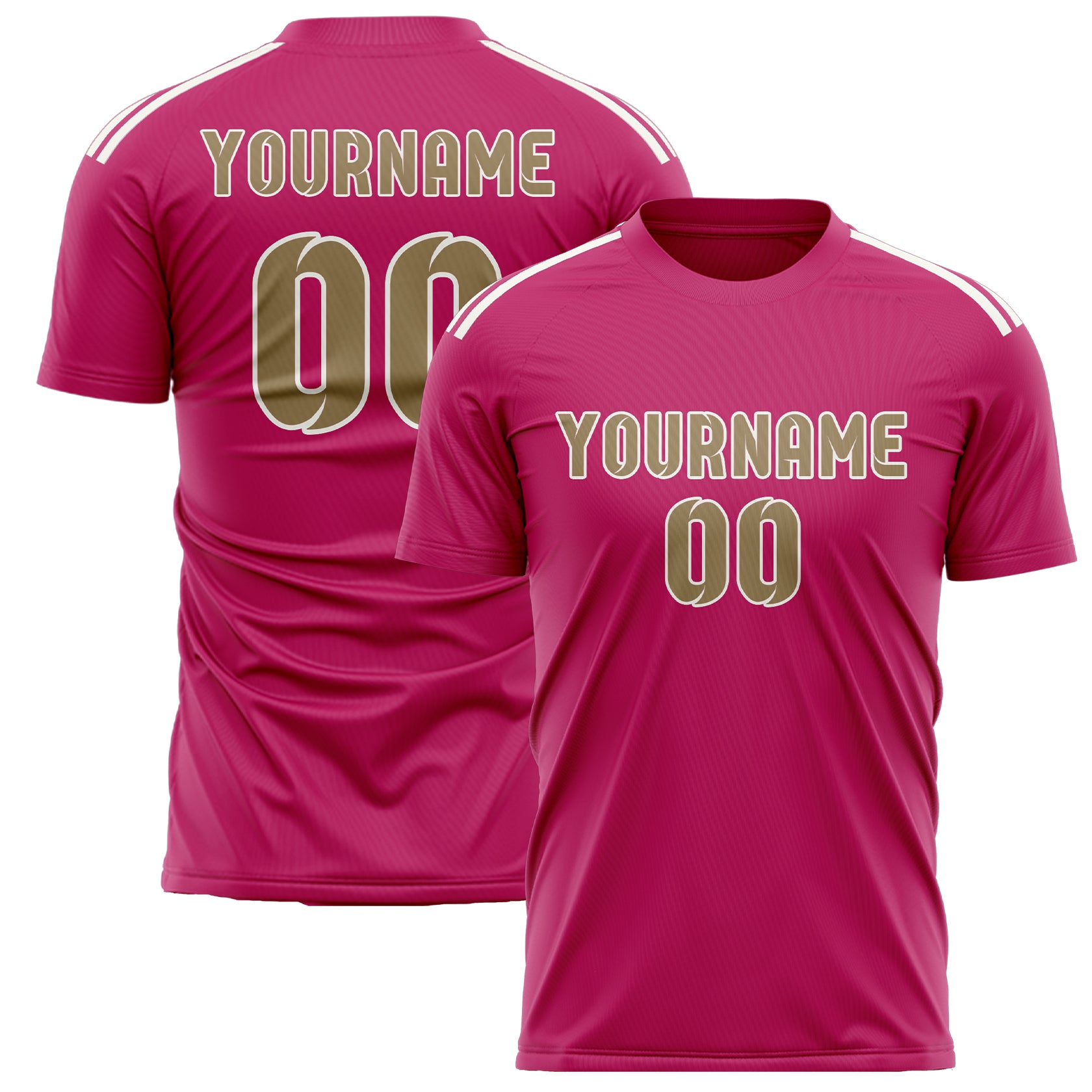 Custom Pink Light Khaki Soccer Jersey
