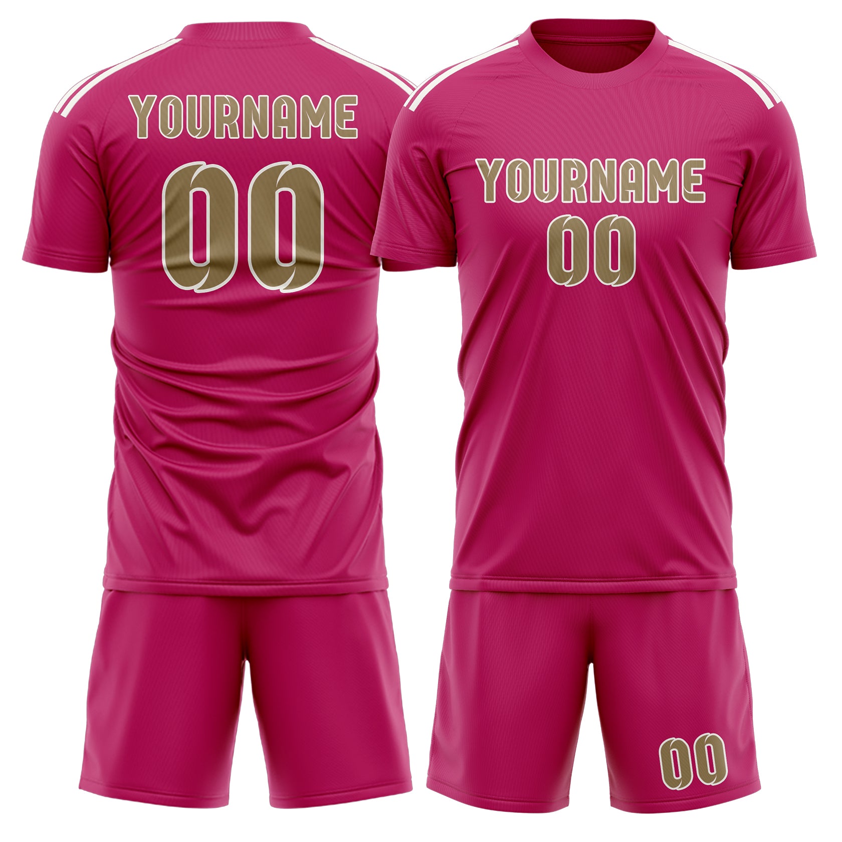 Custom Pink Light Khaki Soccer Set
