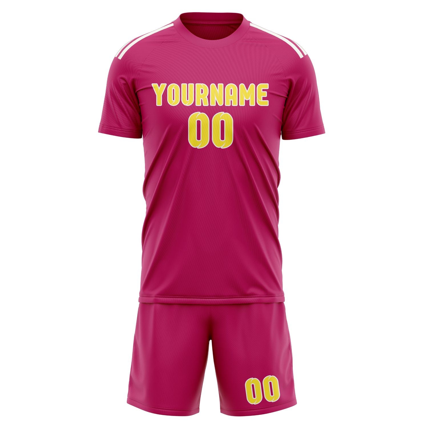 Custom Pink Light Yellow Soccer Set