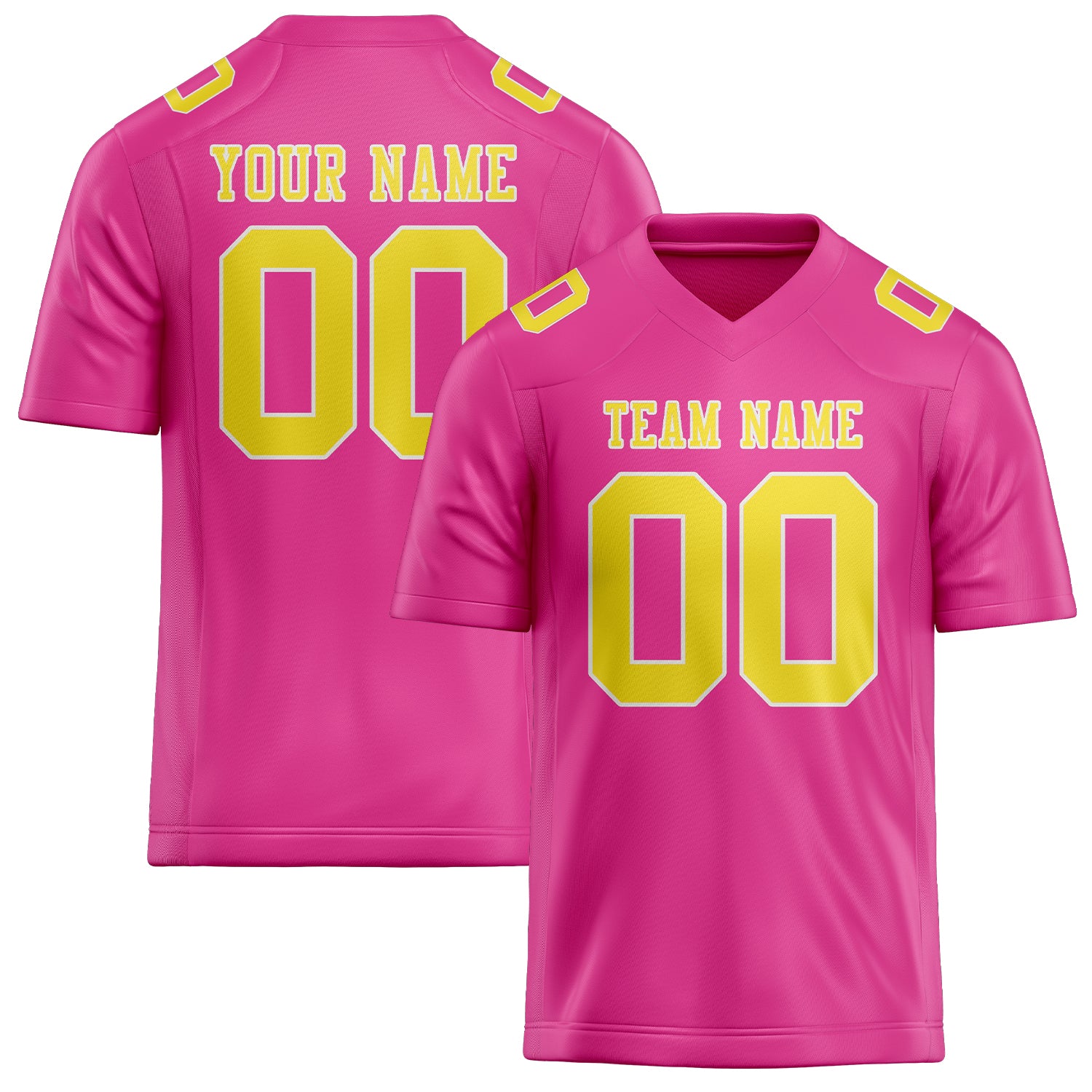 Custom Pink Light Yellow Football Jersey