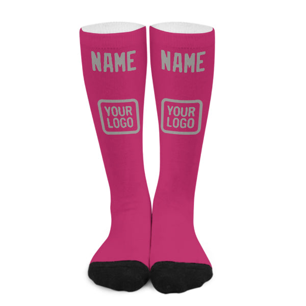 Custom Pink Gray Knee-High Sock