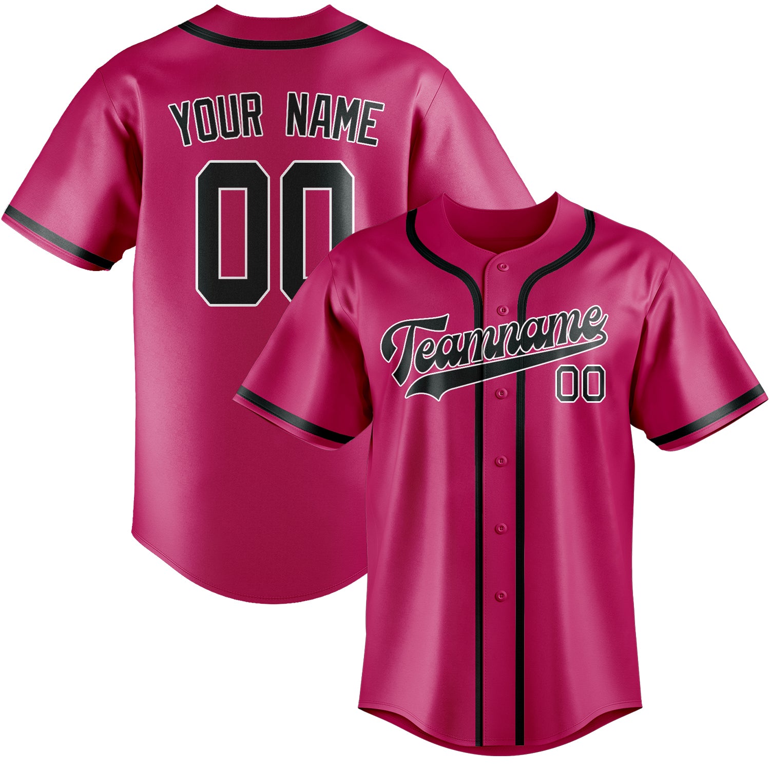 Custom Pink Dark Grey Baseball Jersey