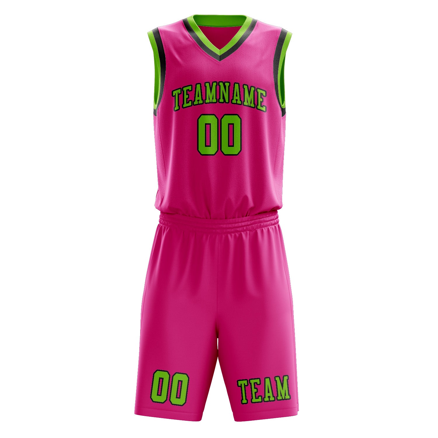 Custom Pink Emerald Green Basketball Set