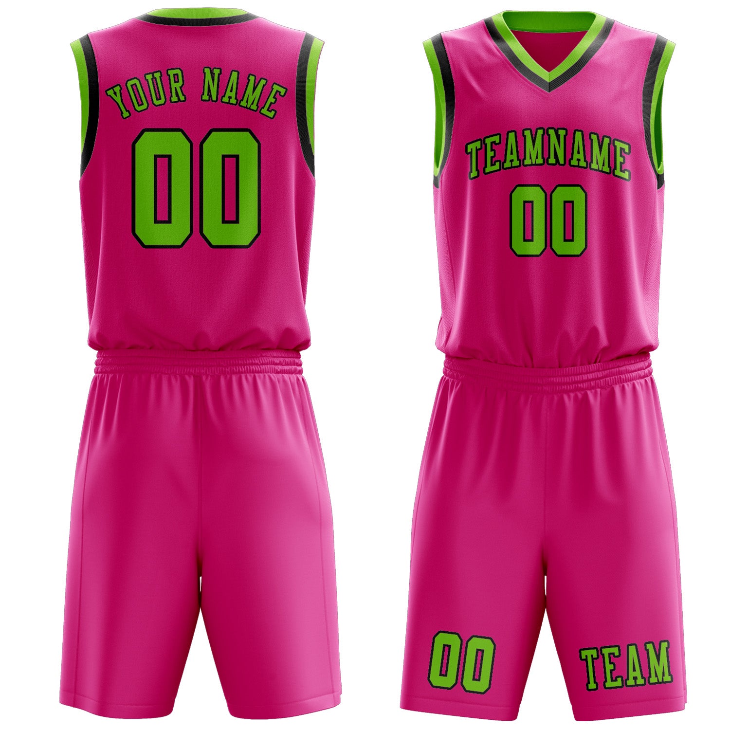 Custom Pink Emerald Green Basketball Set