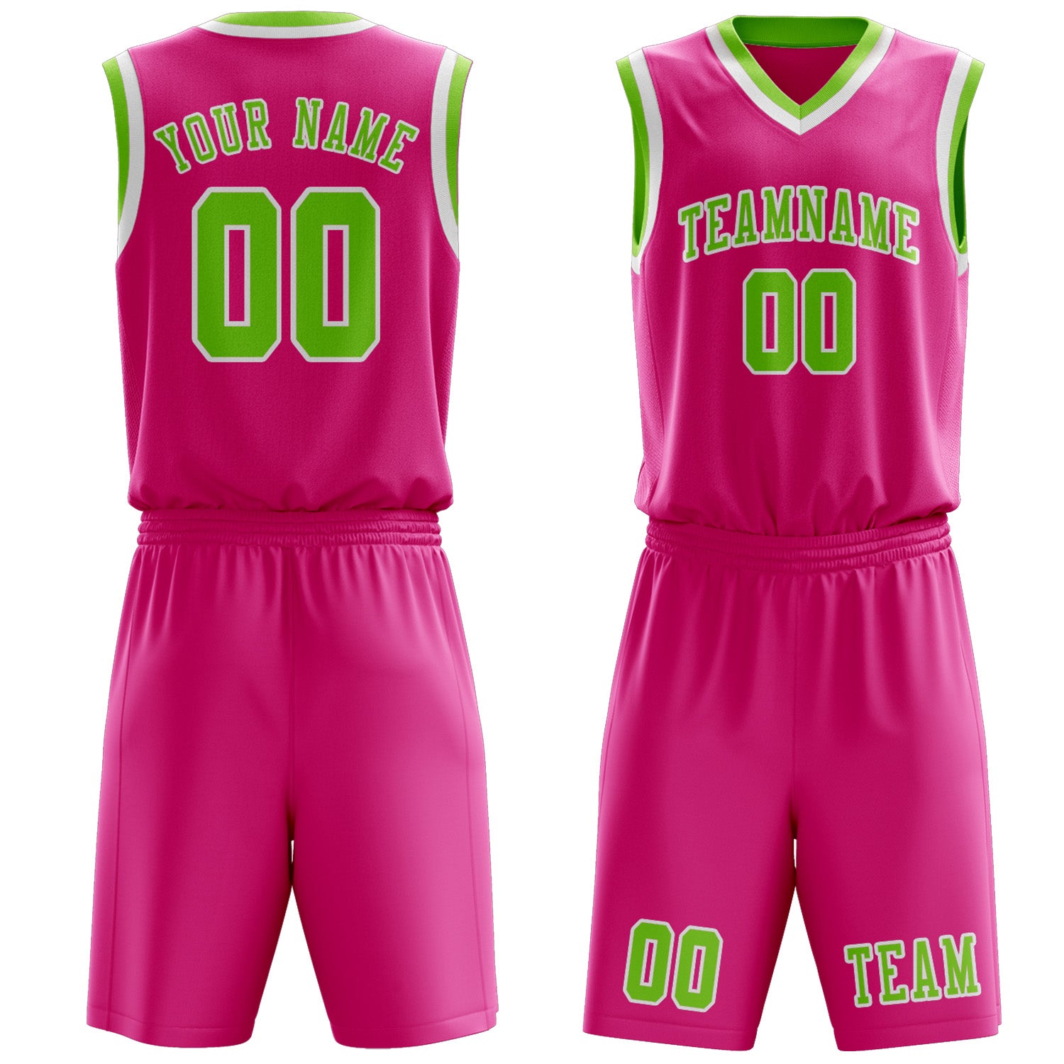 Custom Pink Emerald Green Basketball Set