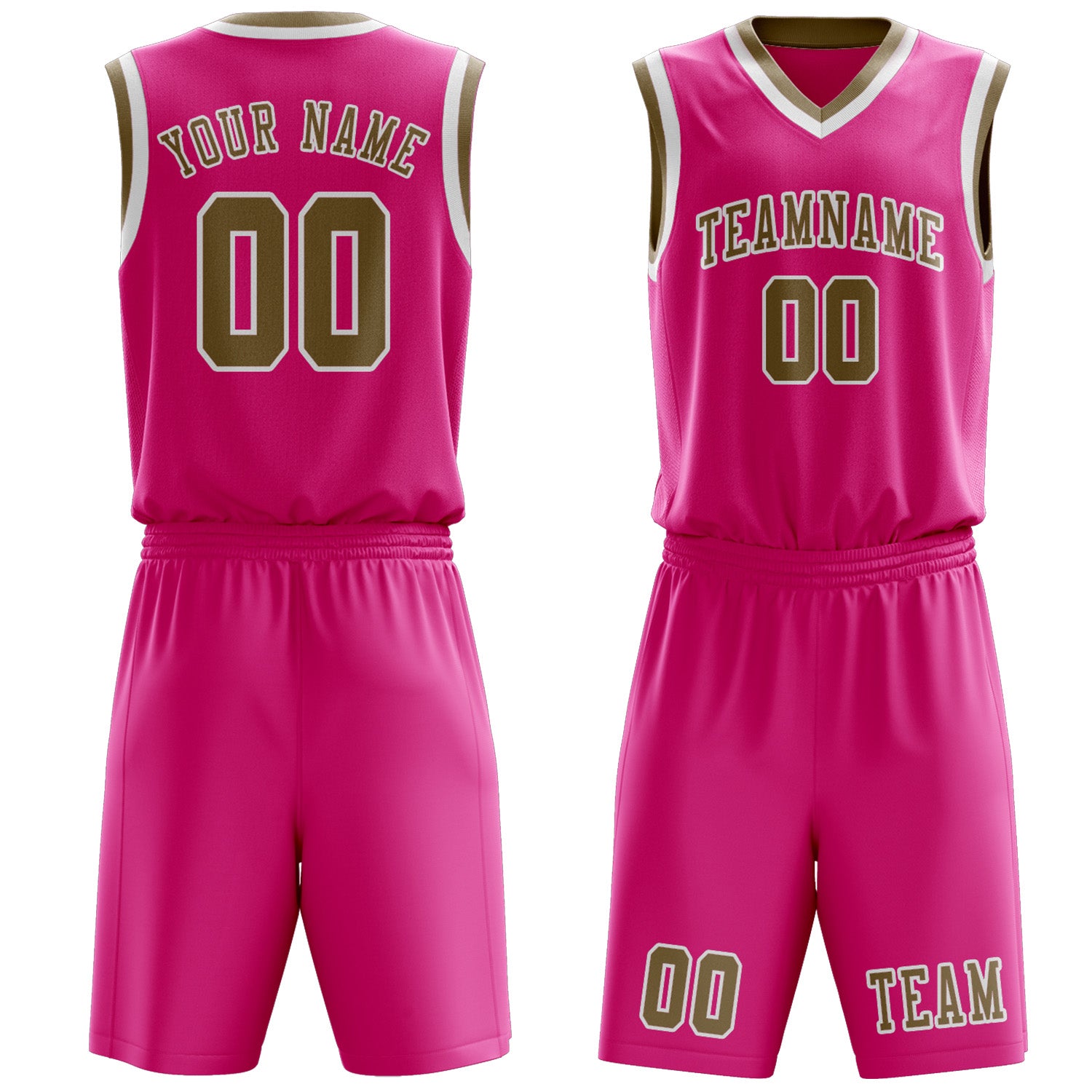 Custom Pink Light Khaki Basketball Set