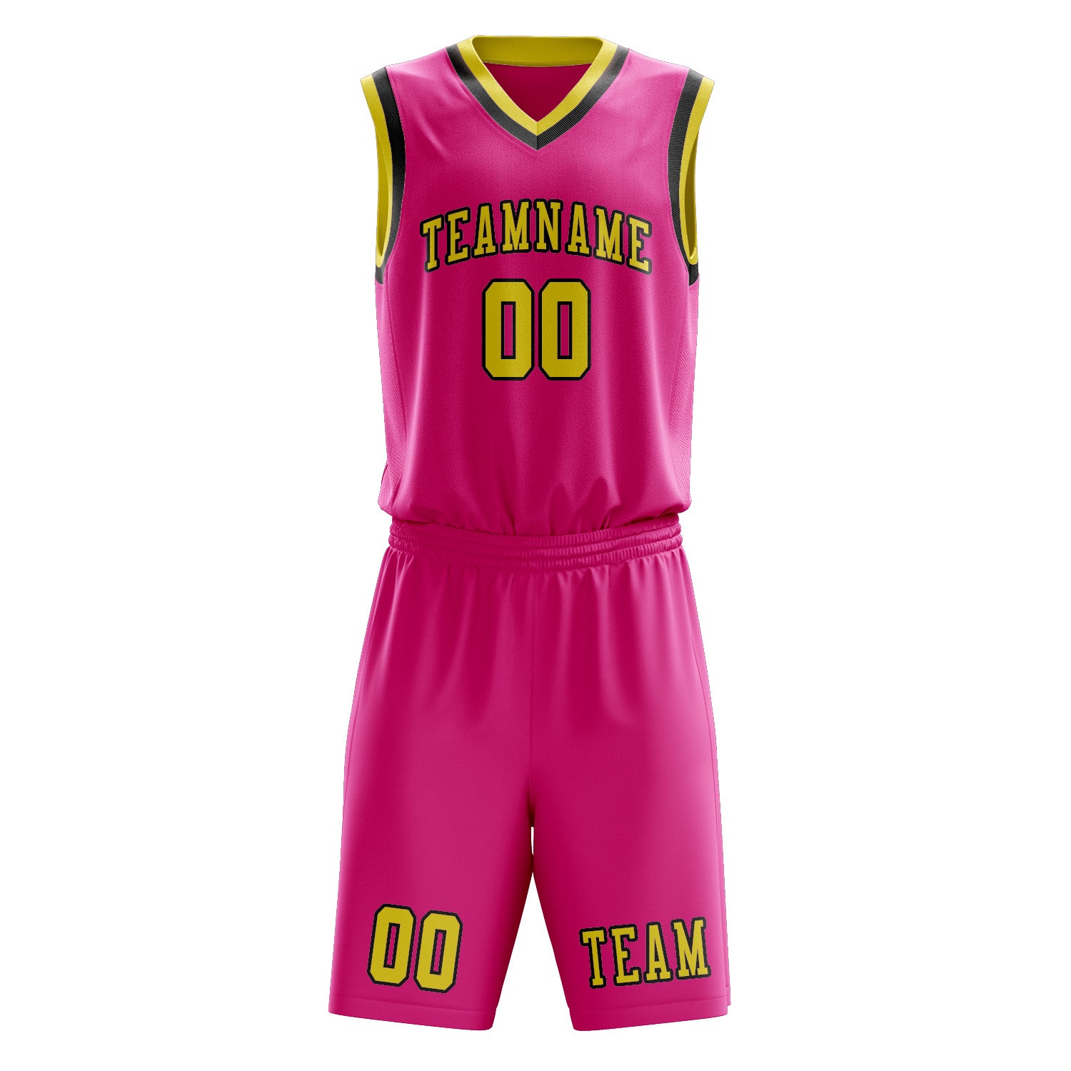 Custom Pink Light Yellow Basketball Set