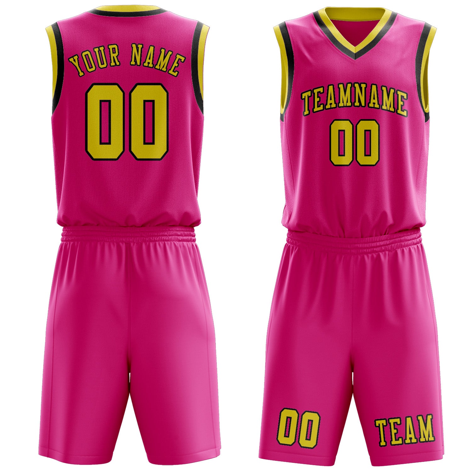 Custom Pink Light Yellow Basketball Set