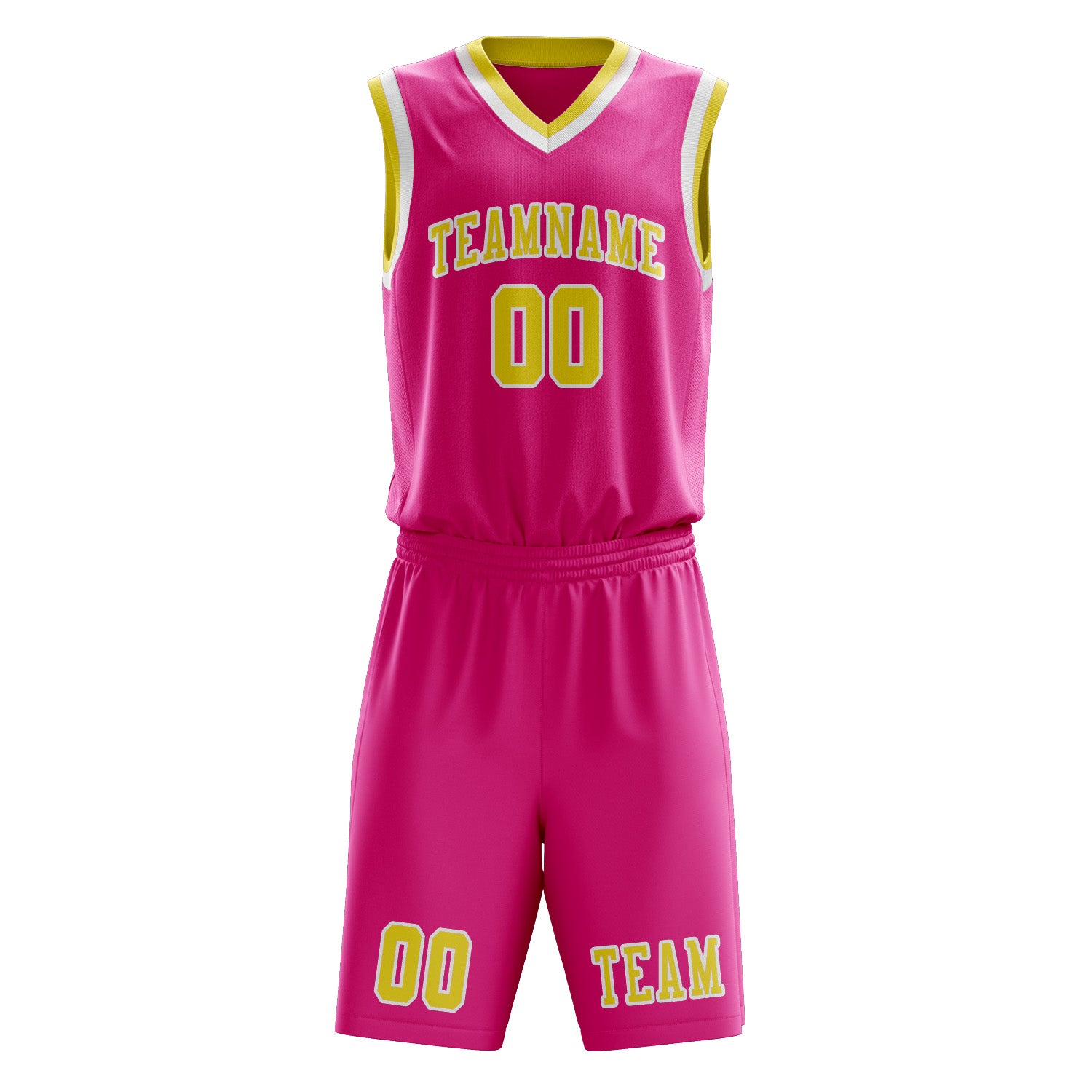 Custom Pink Light Yellow Basketball Set