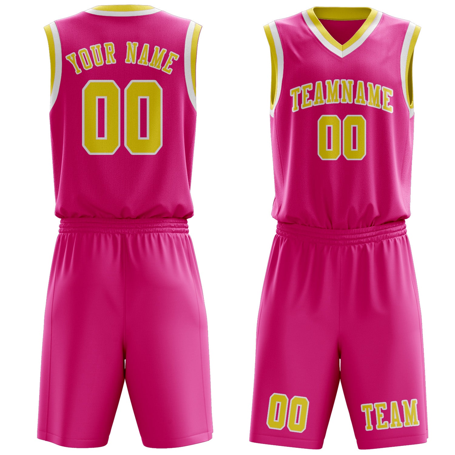 Custom Pink Light Yellow Basketball Set