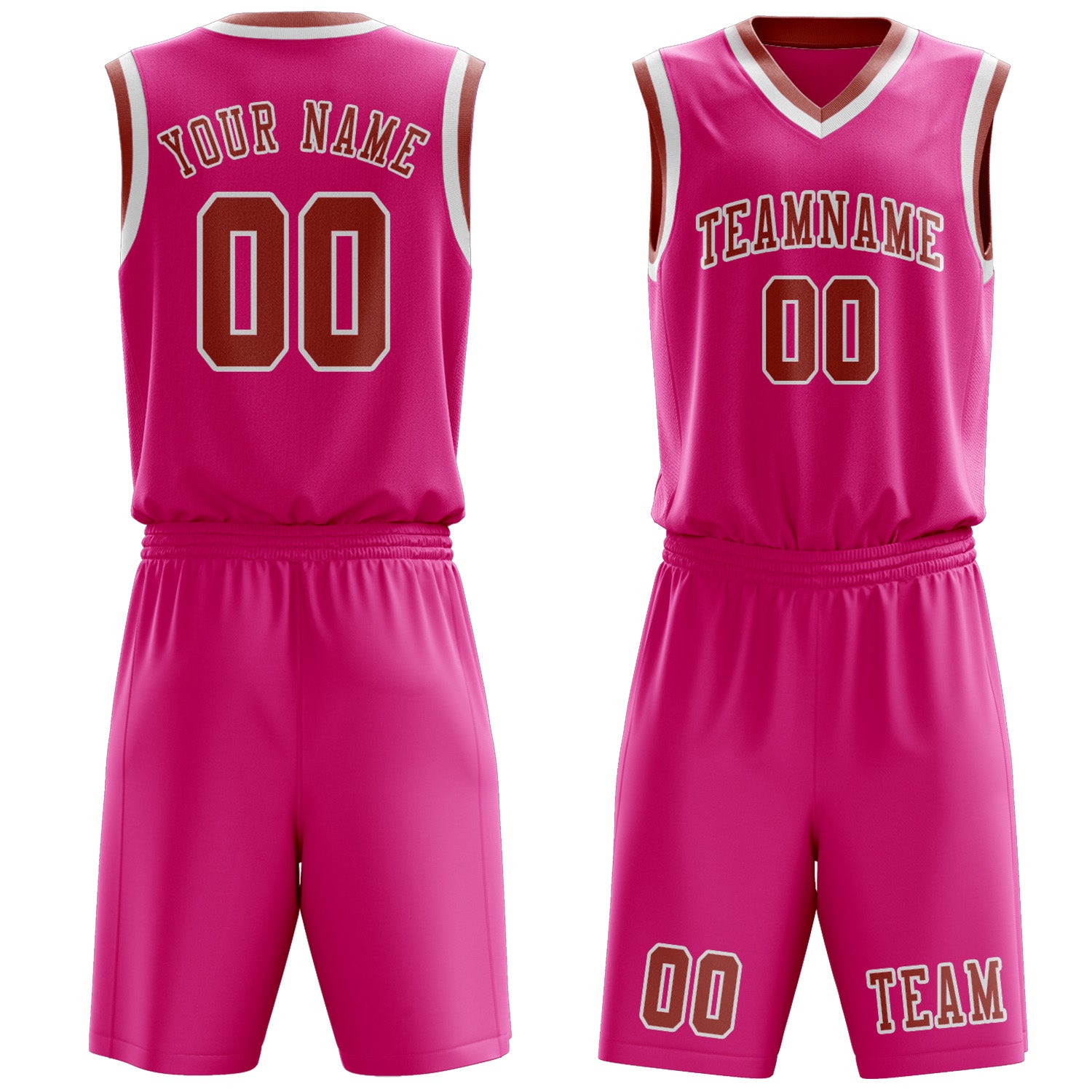 Custom Pink Copper Rose Basketball Set