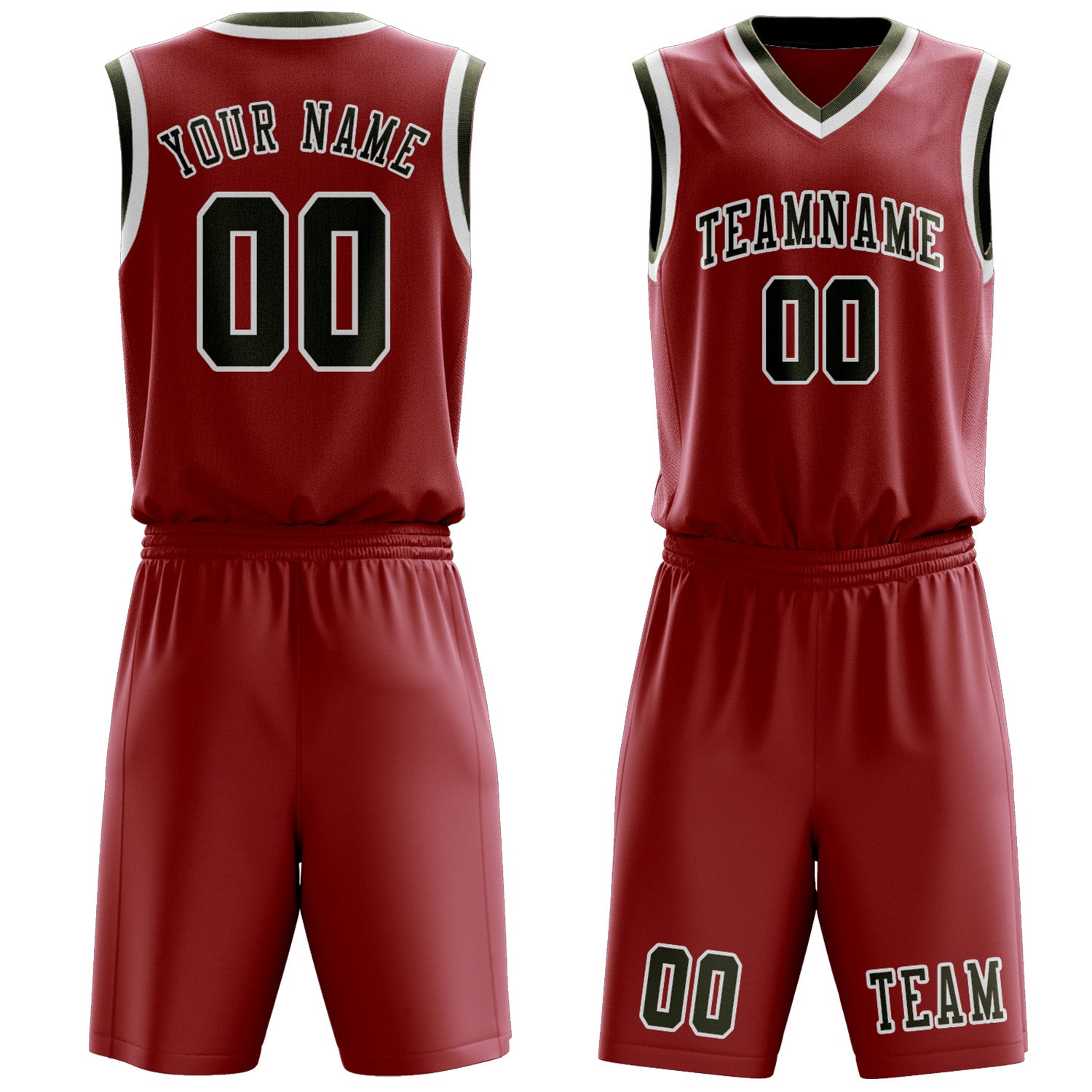 Custom Red Olive Basketball Set