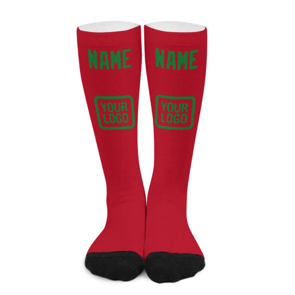 Custom Red Emerald Green Knee-High Sock
