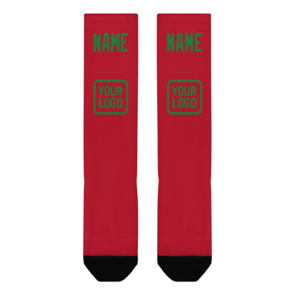 Custom Red Emerald Green Knee-High Sock
