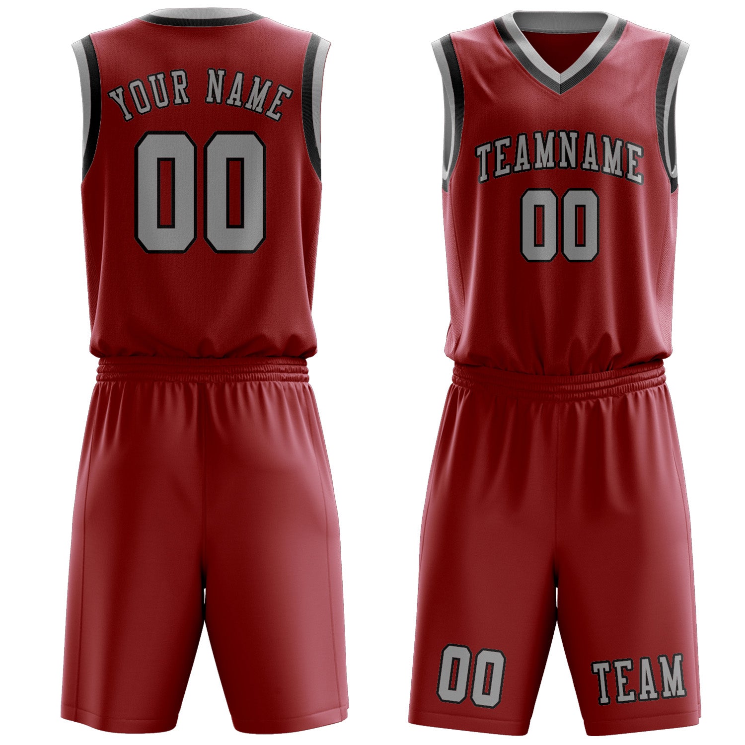 Custom Red Gray Basketball Set