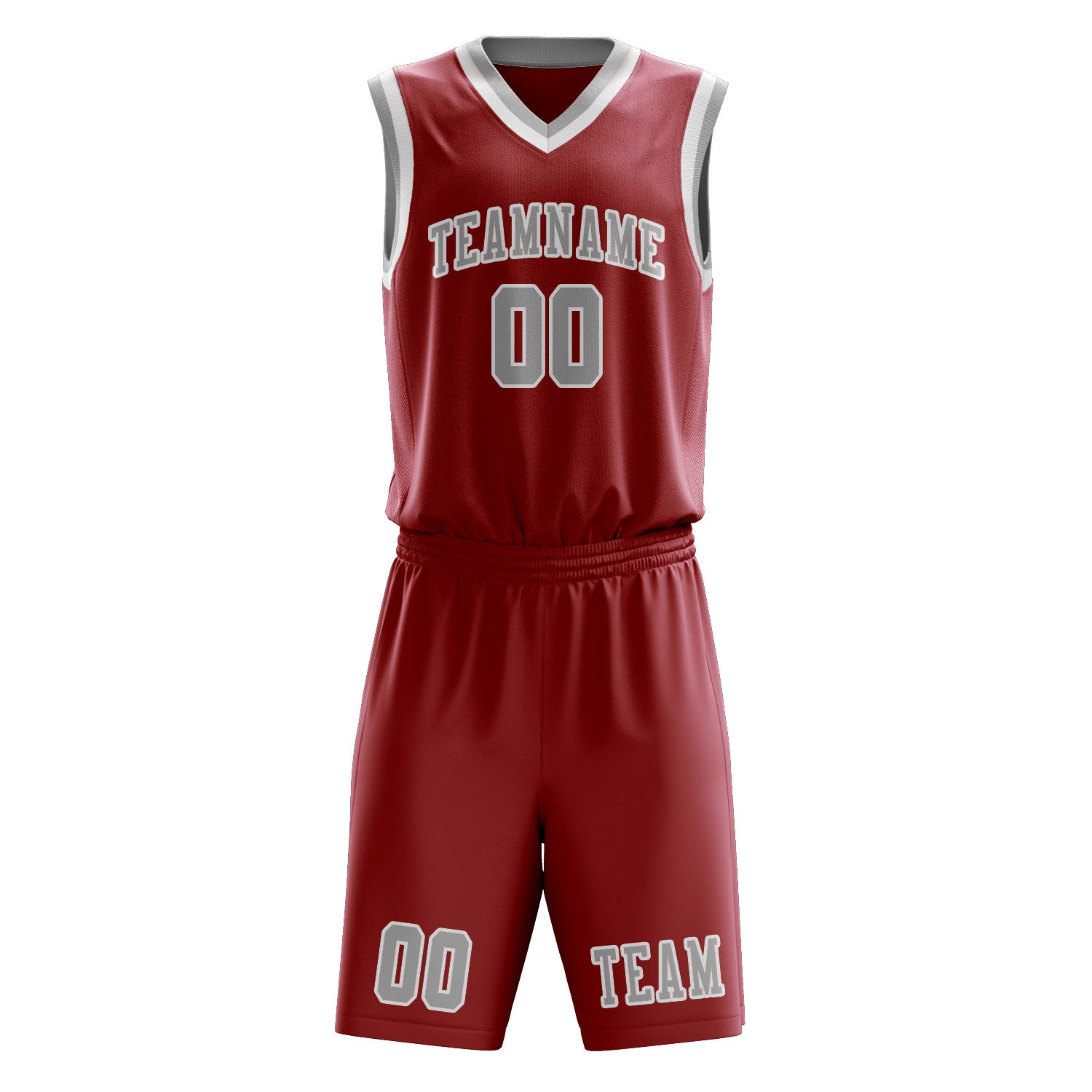 Custom Red Gray Basketball Set