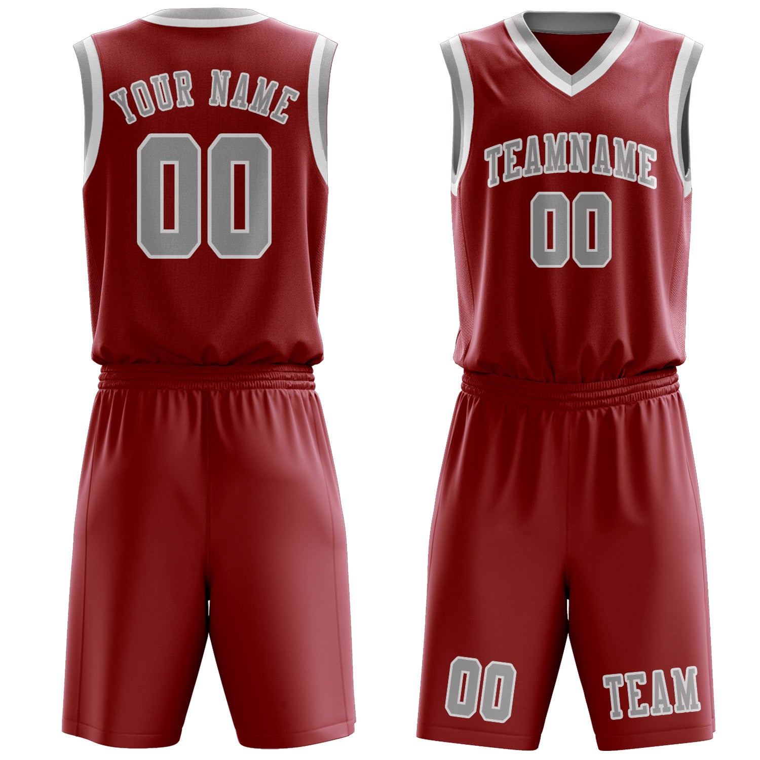 Custom Red Gray Basketball Set