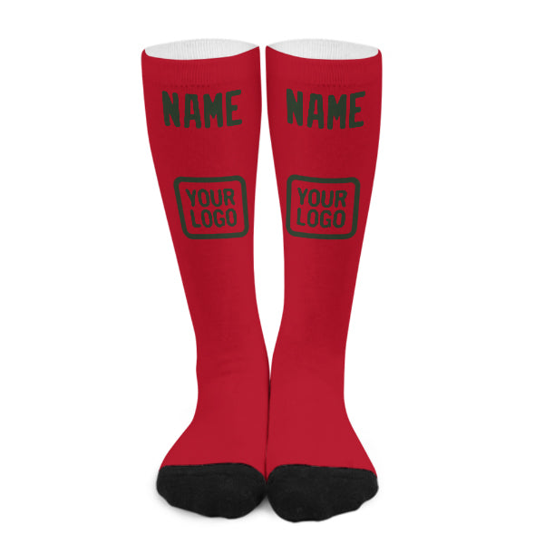 Custom Red Dark Green Knee-High Sock