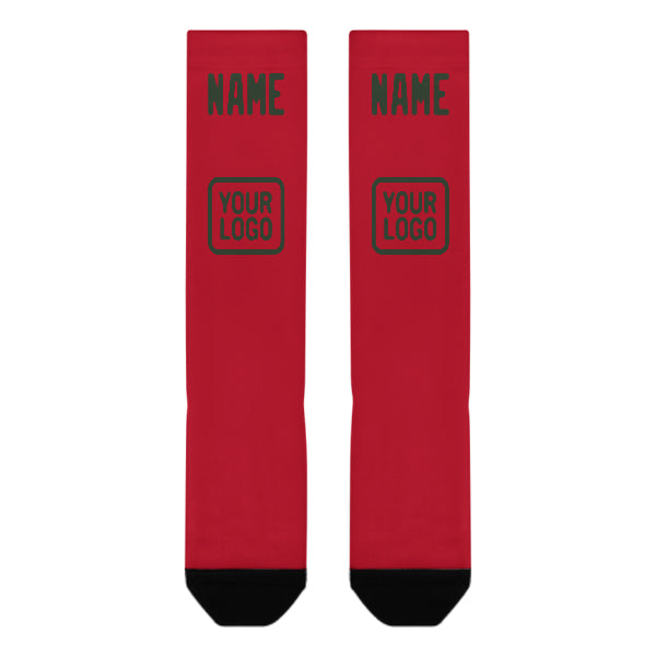 Custom Red Dark Green Knee-High Sock
