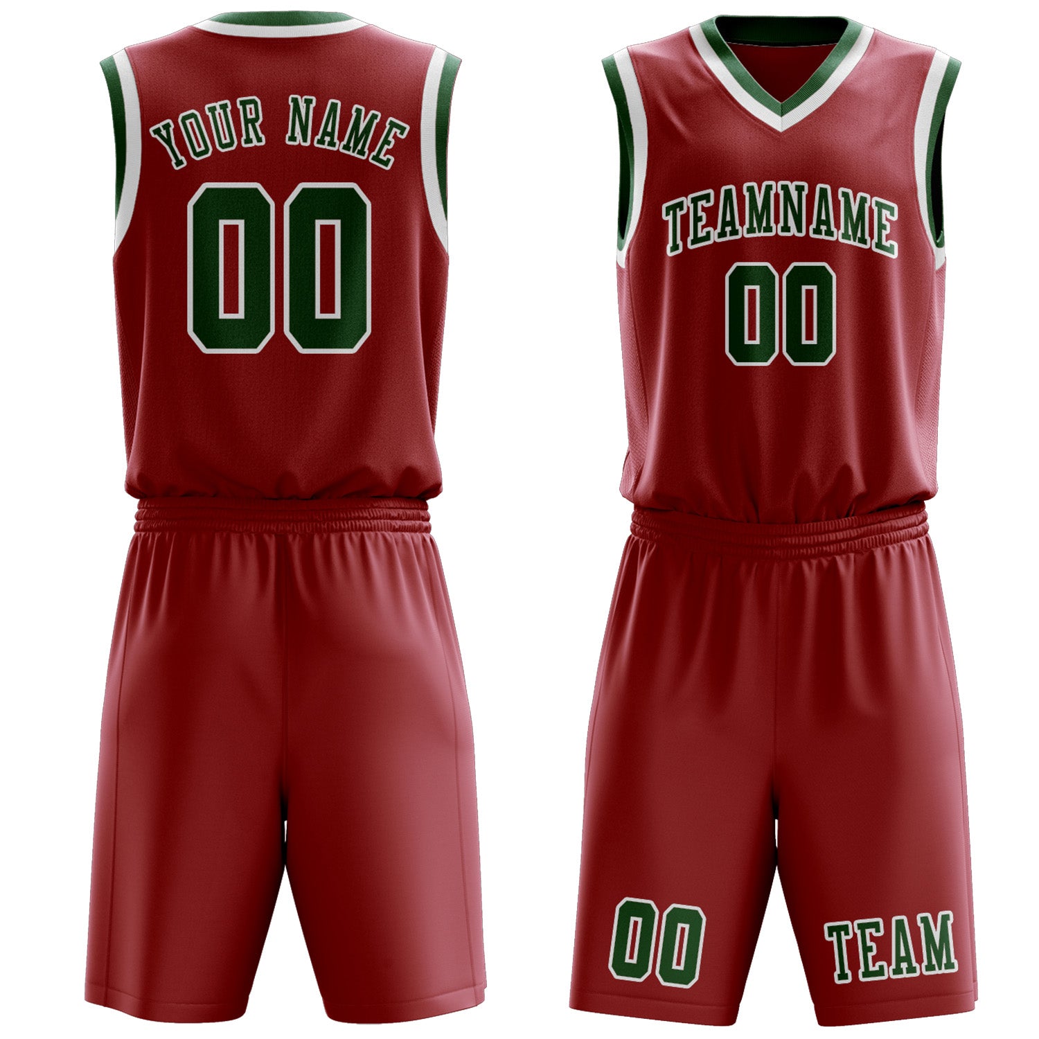 Custom Red Green Basketball Set