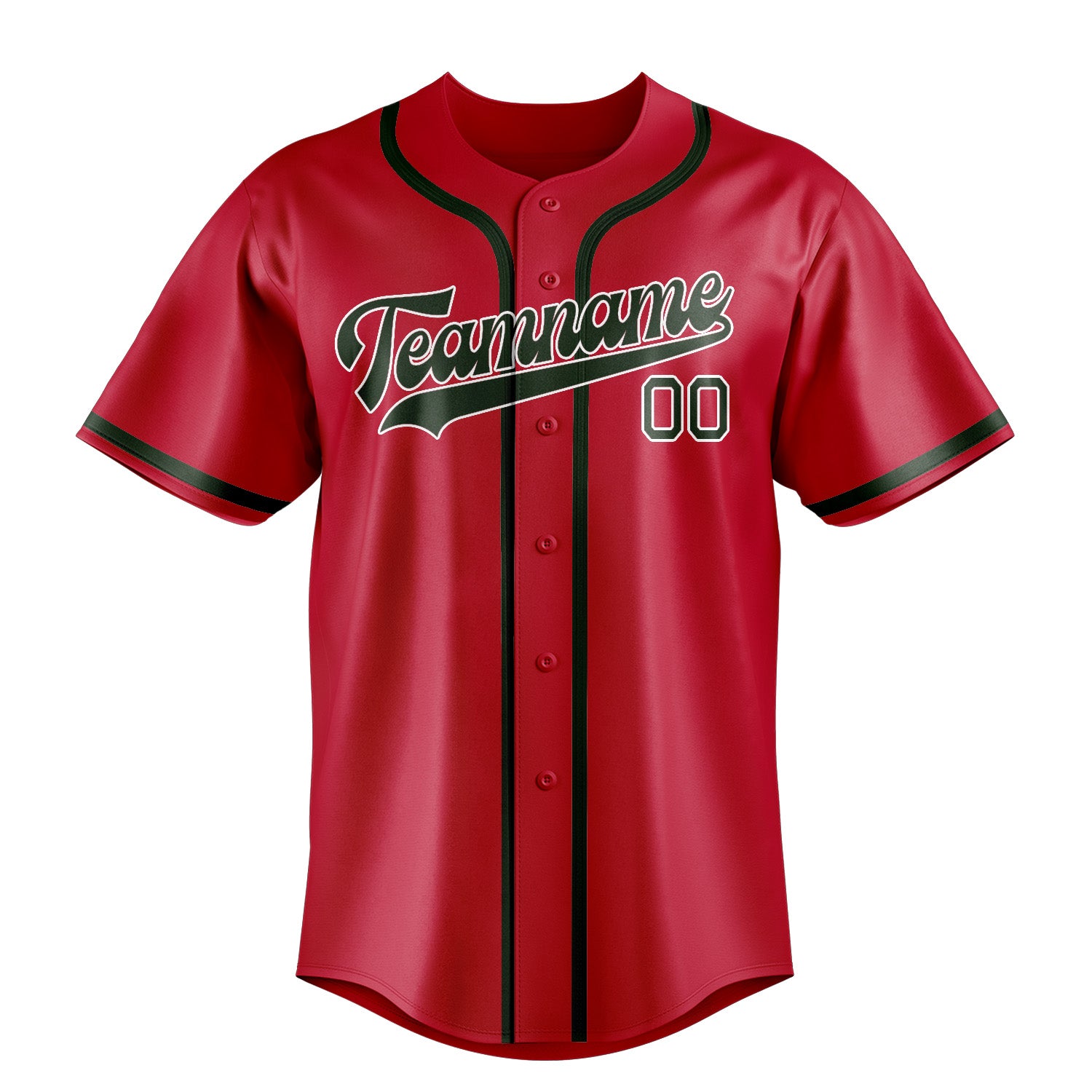 Custom Red Dark Green Baseball Jersey