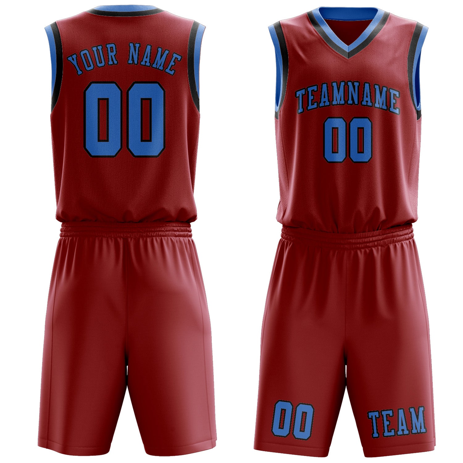 Custom Red Light Blue Basketball Set