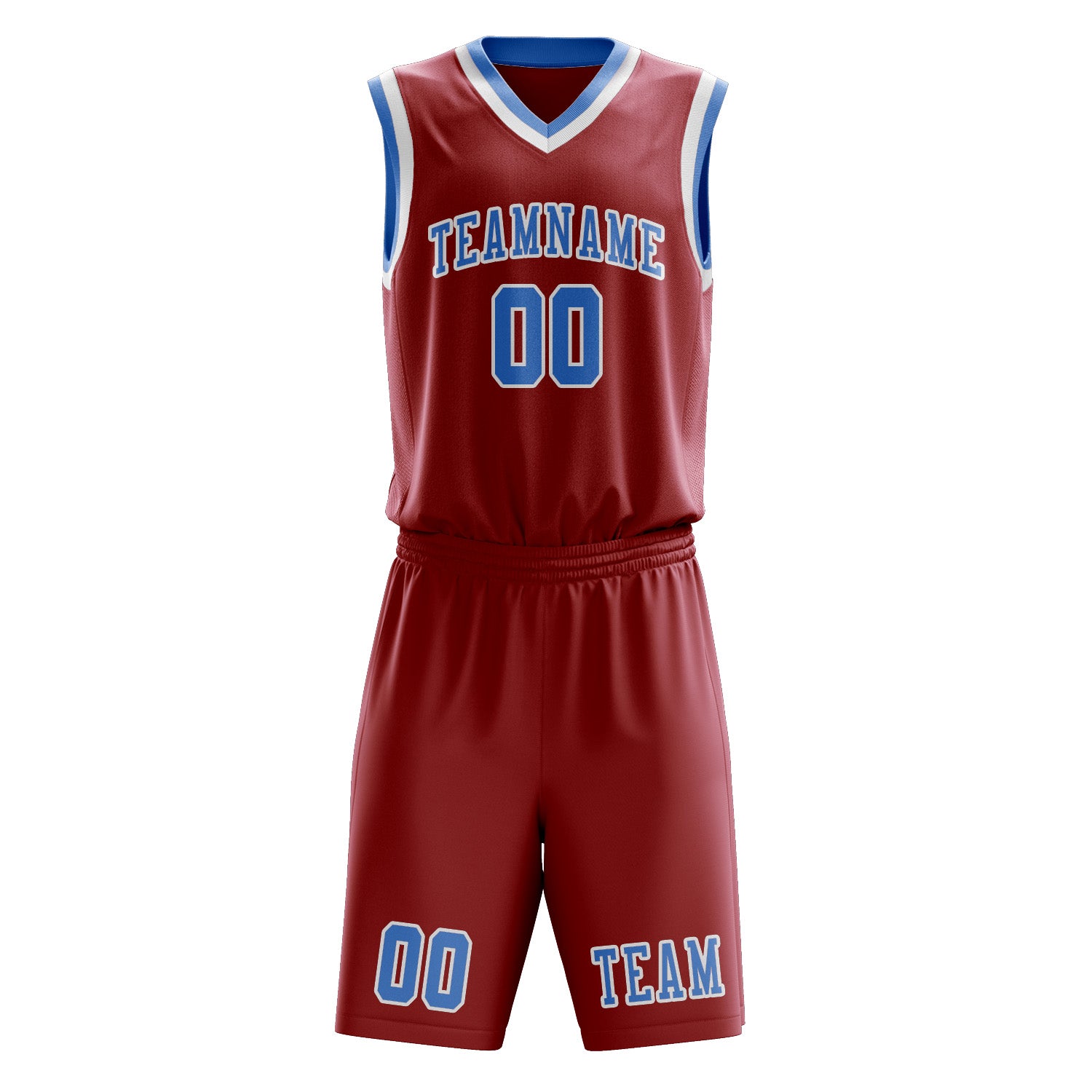 Custom Red Light Blue Basketball Set