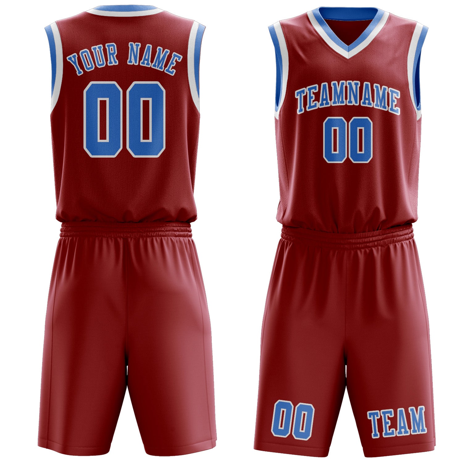 Custom Red Light Blue Basketball Set