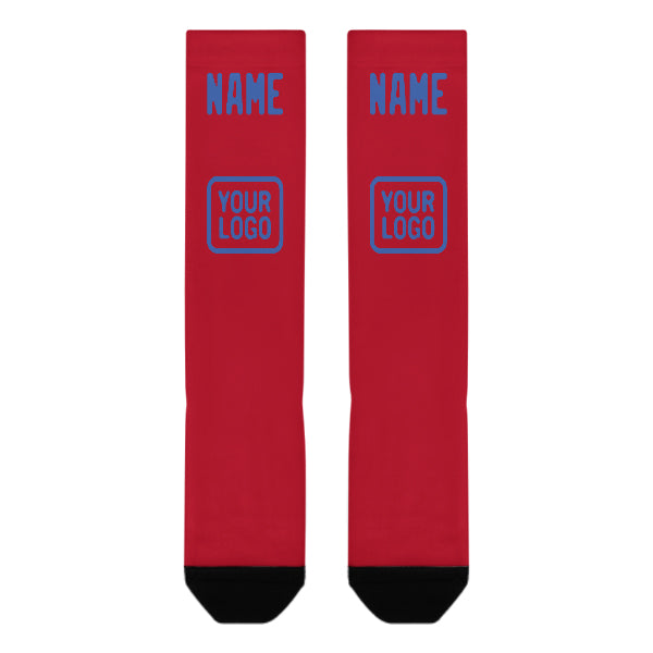 Custom Red Sky Blue Knee-High Sock