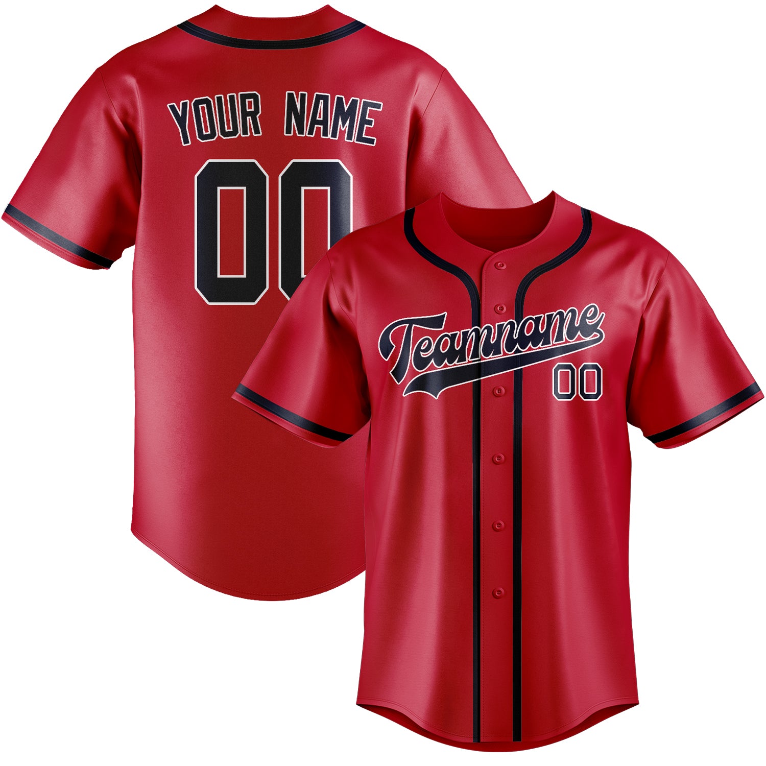 Custom Red Navy Baseball Jersey