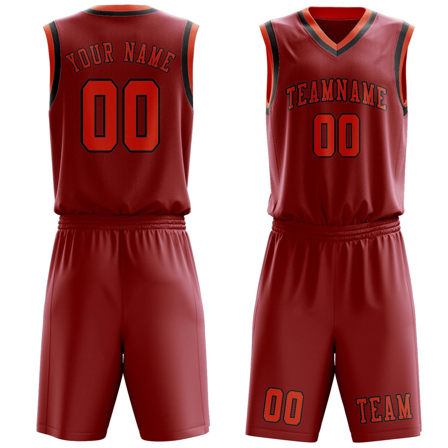 Custom Red Orange Red Basketball Set