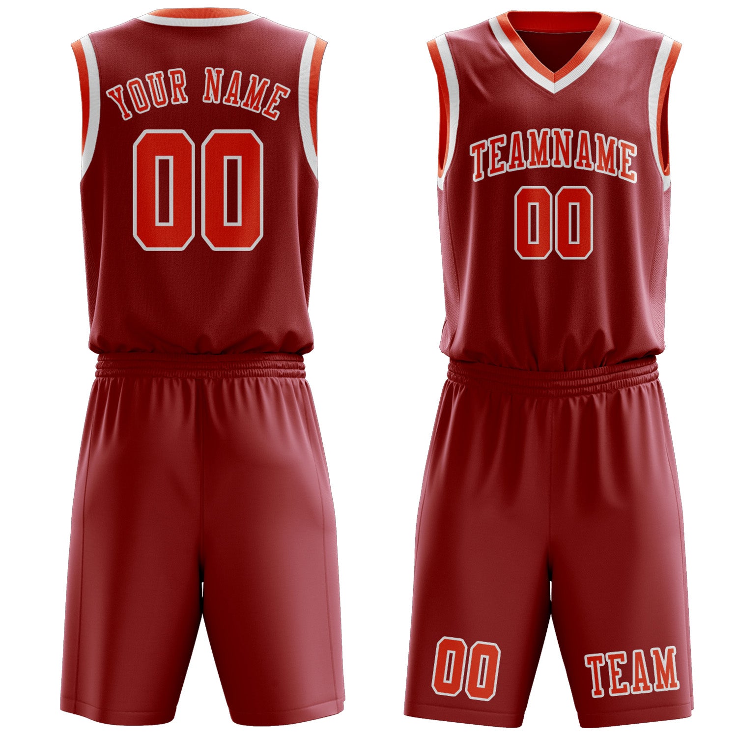 Custom Red Orange Red Basketball Set