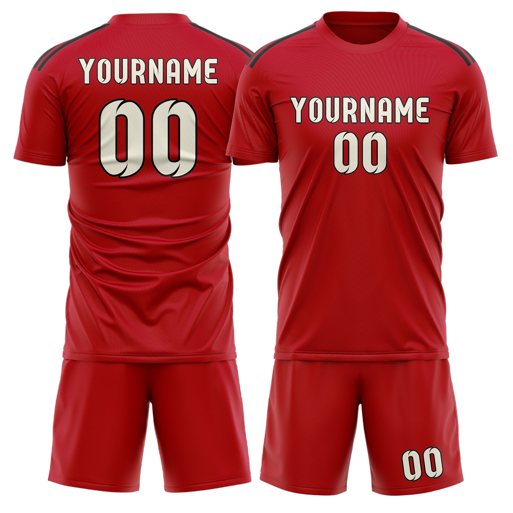 Custom Red Cream Soccer Set