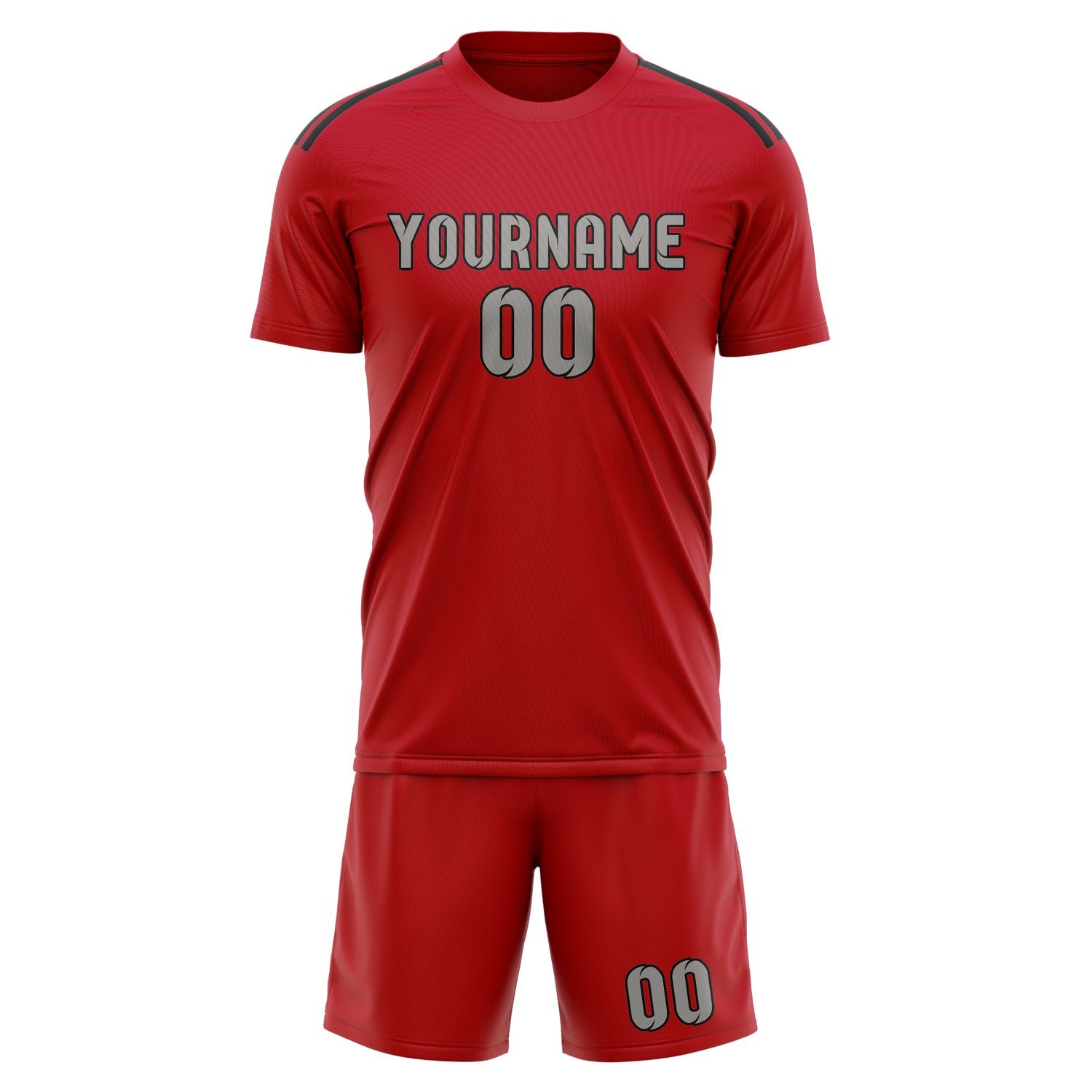 Custom Red Gray Soccer Set