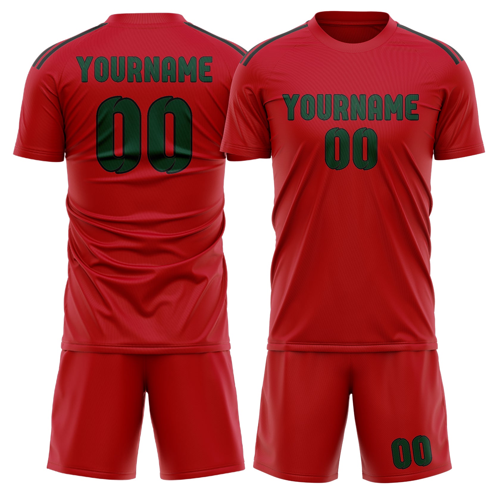 Custom Red Green Soccer Set