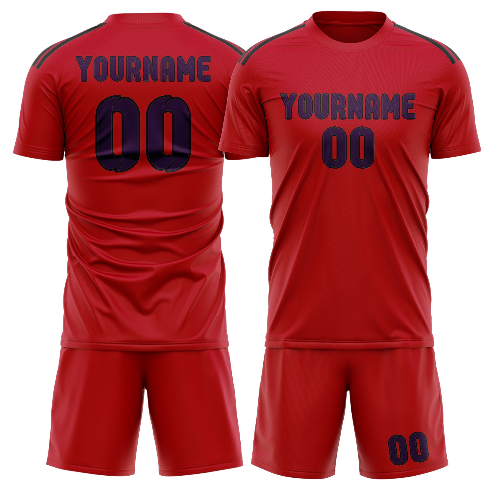 Custom Red Purple Soccer Set