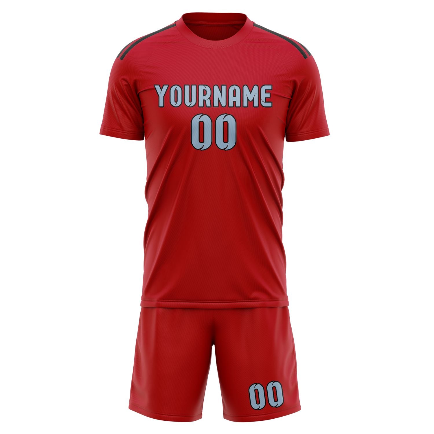 Custom Red Light Blue Soccer Set