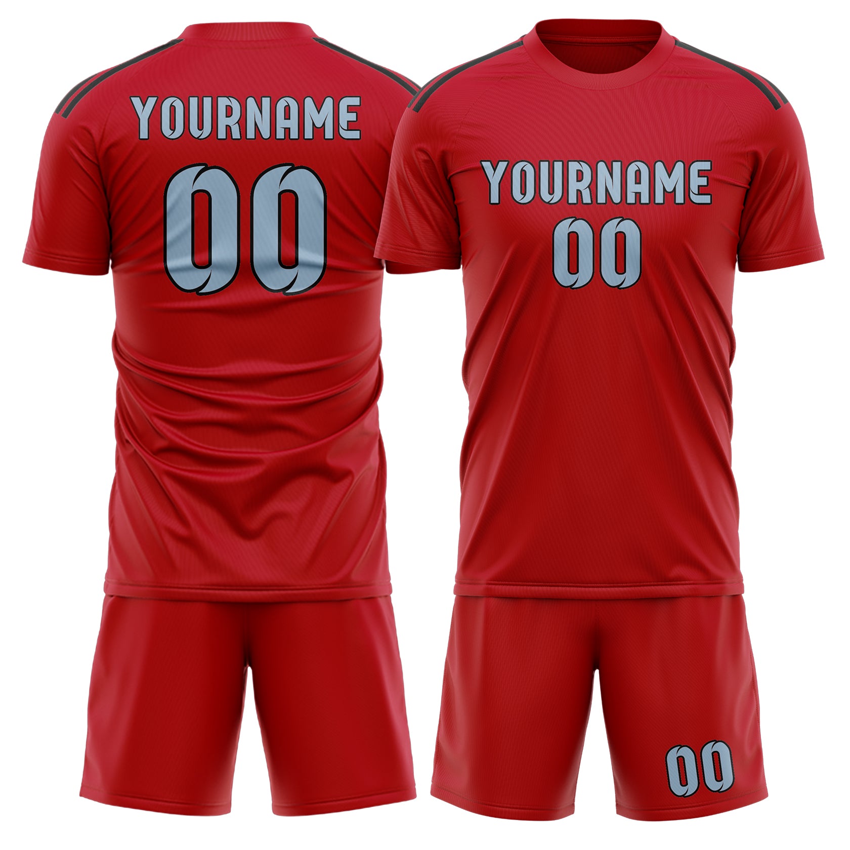 Custom Red Light Blue Soccer Set